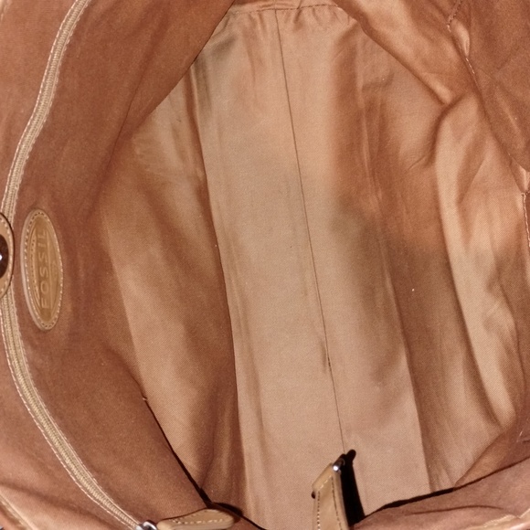 Vintage Fossil Turquoise Totale Bag Leather And Canvas - Picture 9 of 17